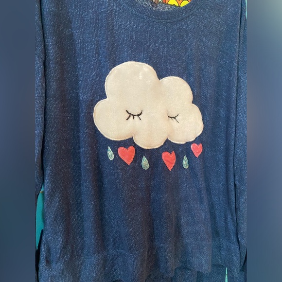 Super soft pajama set with fuzzy white cloud. NWOT sparkly fabric PJs XL - Picture 4 of 16